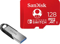 Carte mémoire micro SD Sandisk Lot de 2 Carte mémoire micro SDXC Carte 128Go  Fortnite pour Nintendo Switch, Carte mémoire sous licence Nintendo