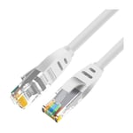 Câble Ethernet 6 TêTe Plate 10Ft 10Gbps RJ45 Câble Internet pour PC/Switch/TV Box/Imprimante, Blanc
