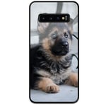 Unbranded Samsung galaxy s10 svart mobilskal med glas schäfer puppy
