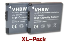 vhbw 2x Li-Ion batterie 500mAh (3.7V) pour appareil photo DSLR Canon Digital Ixus 160, Ixus 165 remplace NB-11L