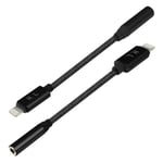 Ljudadapter - HL-103 - Svart - Flätad nylonkabel - 13cm - Jack 3.5mm