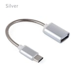 Usb Type-c Adapter Otg Cable Charger Cord Silver