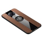 HAOTIAN Case for Xiaomi Poco F2 Pro 5G Case, Metal Ring Support [Compatible Magnetic Car Mount], [Woven Canvas Cloth Fabric Styling] Cover with Soft Silicone TPU Frame Drop Protection. Brown