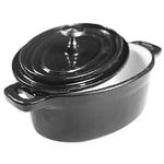 Cast Iron Casserole Dutch Ovens Enameled Cast Iron Covered Casserole Oval Mini Pot Panela Cooking Pot Cookware (Color : Black)