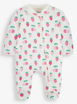 JoJo Maman Bebe Girls Fruit Print Zip Sleepsuit - Cream, Cream, Size 6-9 Months