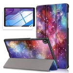 LYZXMY Case + Screen Protector for Lenovo Tab M10 HD (2nd Gen) 10.1" TB-X306F / TB-X306X - Tempered Film, Ultra Thin with Stand Function Slim PU Leather Tablet Cover Skin - Milky Way