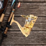 DAUERHAFT Spinning Reel Golden Rocker Arm Can Be Interchanged Easy to Storage with Anti-reverse Switch,for Fishing Lover(1000 type)