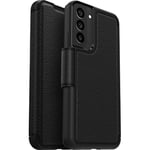 OtterBox Strada Case for Samsung Galaxy S22+, Shockproof, Drop proof, Premium Leather Protective Folio with Two Card Holders, 3x Tested to Military Standard, Black, No Retail Packaging