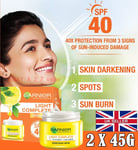 2 x 45g New Garnier skin Light Complete SPF40  3 x Vitamin C  Serum Face Cream