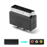 Game Adapter Input 21PIN Scart Male to 3RCA Female Plug For PS4 WII DVD VCR