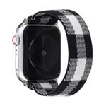 VeveXiao Braided Solo Loop Stretchy Strap Compatible with Apple Watch Band 40mm 38mm iWatch Series 6/5/4/3/2/1/SE Stretch Elastics Wristbelt (38/40mm, Black white)