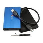 QUMOX USB 3.0 Boîtier externe disque dur 2.5" SATA Hard Drive HDD/SSD Slim Haute Vitesse bleu QH-20U3 & housse de protection