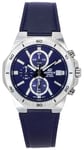 Casio Edifice Chronograph Blue Dial Leather Strap EFV-640L-2A 100M Mens Watch