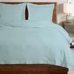 Pizuna Coton peigné Ensemble de Housse de Couette 260x220 cm 2 Personnes Bleu bébé, 100% Coton Longue Tige 400 Fils Armure Satin, Housse de Couette de Luxe avec Fermeture à Boutons Bleu bébé