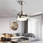 Yhmabc Traditional Ceiling Fan with Light Lighting Turbo Swirl Indoor, with Remote Control，Metal-Stainless Steel