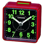 Casio Tq140 Travel Quartz Analogue Bedside Desk Beep Wakeup Alarm Clock Red/blac