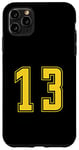 Coque pour iPhone 11 Pro Max Jaune Numéro 13 Équipe Sports Juniors Uniforme Numéroté