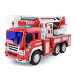 GizmoVine Camion de Pompier Véhicule avec Lumières Sons, éChelle Rotative De Sauvetage Extensible Construction De Jouets De Recul Jouet de Camion