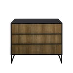 Englesson Line byrå walnut/black, 3 lådor, svarta metallben