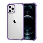 MoKo Compatible with New iPhone 12 Pro Max Case 6.7 inch 2020, Anti-Yellow Shockproof Reinforced Corners TPU Bumper & Anti-Scratch Transparent Hard Panel Protective Cover, Crystal Clear&Purple