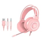litty089 Headset, Gaming Headset, G58 LED Light Gaming Headset Stereo Wired Bass Headphone with Mic for PC/Laptop Pink