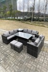 10 Seater Outdoor Rattan Adjustable Rising Lifting Side Tables Small Footstools