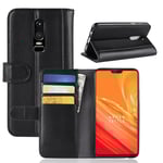 OnePlus 6 Plånboksfodral i Äkta Läder, Svart