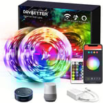 LED-remsa RGB 15M, Smart WiFi 12V LED-remsa kompatibel med Alexa och Google Assistant, (2x7,5M)