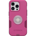 OtterBox Bundle Commuter Series Case for iPhone 14 PRO - (INTO The Fuchsia) + PopSockets PopGrip - (Clear/Glitter/Silver)