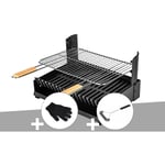 Somagic - Barbecue charbon - Grilloir à poser + Gant de protection + Brosse En t