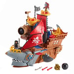 Fisher-Price Imaginext Le Bateau Pirate-Requin, 2 Figurines de Pirates, 4 Projectiles/Accessoires Inclus, Jouet pour Enfant de 3 à 8 Ans 1 Boîte