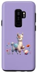 Galaxy S9+ Purple Cute Alpaca with Floral Crown and Colorful Ball Case
