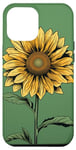 iPhone 15 Plus Aesthetic Sunflower Line Art Minimalistic Sage Green Case