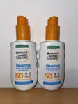 2X Garnier Ambre Solaire SPF 50+ Sensitive Advanced Sun Cream Spray, 150ml 🚚✅