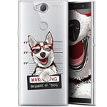Caseink Coque pour Sony Xperia XA2 Plus (6) Gel HD [ Nouvelle Collection - Souple - Antichoc - Imprimé en France] Beware The Husky Dog