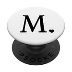 PopSockets Heart, Black Letter M Initial Monogram, White, Minimal, Cute PopSockets PopGrip: Swappable Grip for Phones & Tablets