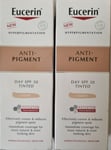 2 X Eucerin Anti-Pigment Tinted Day Cream SPF30 Light 50ml Exp 01/2025