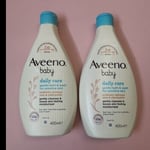 AVEENO 2 X 400ml Baby Daily Care Gentle Bath & Wash For Sensitive Skin NEW
