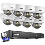 ANNKE 8CH 4K Surveillance autonome PoE NVR x 8 PCS 5MP Night Vision Security Camera-1TB