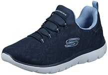 Skechers Femme SUMMITS Sneaker, Navy Mesh/Blue Trim, 35.5 EU