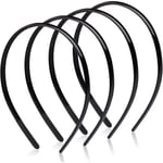 4 st plastdiadem, svarta diadem tunna tänder smala hårband, mjuka halkfria hårband för män kvinnor flickor (8 mm bred)