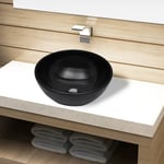 vidaXL Håndvask i keramik til badeværelse, sort, rund