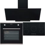 SIA 60cm Electric Single Oven, 5 Zone Induction Hob And 90cm Angled Glass Hood