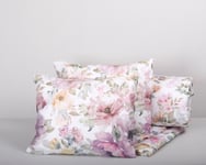 Rosendal Rosa Satin Blommigt Bäddset Enkeltäcke 150x210 Värnamo of Sweden