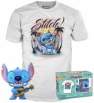 Funko POP! & Tee: Lilo & Stitch - Ukelele Stitch - Flocked - Medium - T-Shirt - Clothes With Collectable Vinyl Figure - Gift Idea - Toys and Short Sleeve Top for Adults Unisex Men and Women