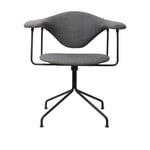 Gubi - Masculo Meeting Chair Swivel Base, Black, Fabric Cat. 3 Gubi Velvet (Velutto) G075/129 - Grå - Kontorsstolar