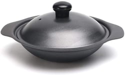 Mini Wok Made of cast Iron with lid, 18 cm / 20 cm / 22 cm / 24 cm / 26 cm / 28 cm / 30 cm, for Induction cookers, Table Presentation Wok, for Single/Multi-User, cast Iron, Black