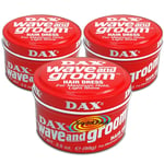 3x Dax Wave & Groom Red Wax Maximum Hold Light Shine Thick Hair Dress 99g