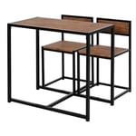 Rootz 3-delat Barbordsset - Högt bordsset - 3 delar - 2 stolar - 1 bord - Brun + Svart - 90 cm x 47 cm x 76 cm