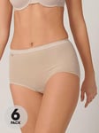 Sloggi 6 Pack Maxi Briefs - Skin, Skin, Size 14, Women